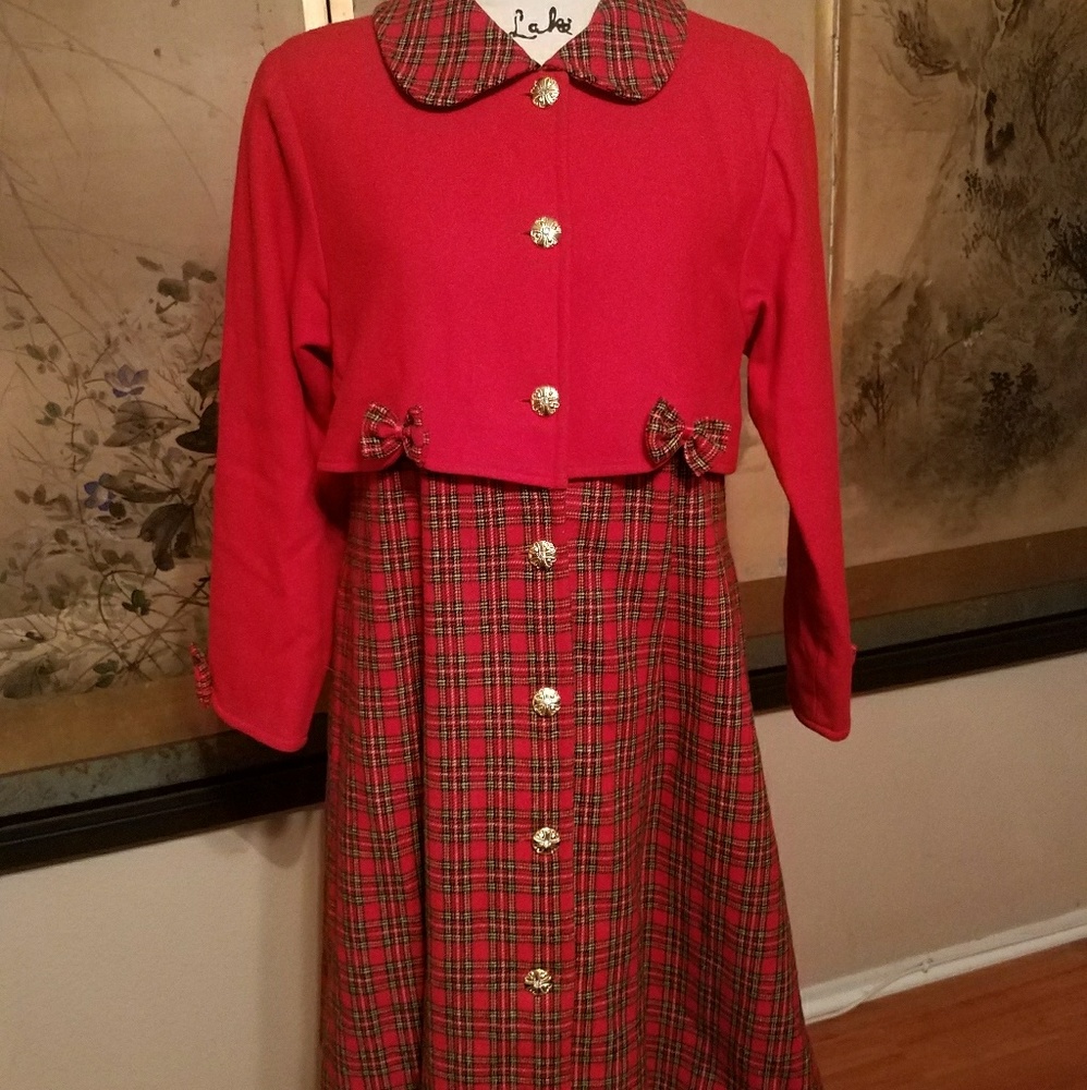 Red vintage, plaid coat